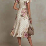 Alba | Élégant Robe Midi Florale Rétro