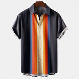 Sebastian | Chemise à Rayures Graphiques à Manches Courtes avec Vibes Rétro