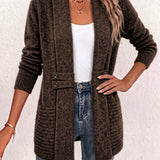 Camille | Cardigan en Tricot Côtelé Chocolat avec Boutons