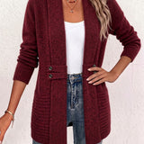 Marlowe | Cardigan en tricot côtelé bordeaux avec bouton