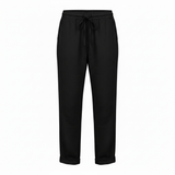 Pantalon Femme en Mélange de Coton avec Taille Élastique et Coupe Crayon Ajustée