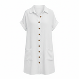 Robe en jersey pour femmes, coupe ample, longueur genou, encolure en V avec poches fonctionnelles