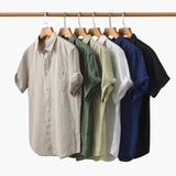 Isaiah | Chemise en Lin à Manches Courtes pour Hommes avec Poche Poitrine