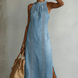 Julia | Robe en Jean avec Détails en Dentelle Vintage