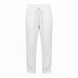 Pantalon Femme en Mélange de Coton avec Taille Élastique et Coupe Crayon Ajustée