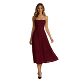 Robe Longue de Soirée à Bretelles Spaghetti en Jacquard pour Femme