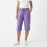 Short en Coton et Lin avec Taille Élastique et Poches pour Femmes