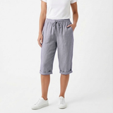 Short en Coton et Lin avec Taille Élastique et Poches pour Femmes