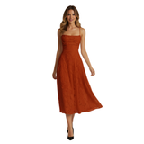 Robe Longue de Soirée à Bretelles Spaghetti en Jacquard pour Femme