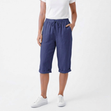 Short en Coton et Lin avec Taille Élastique et Poches pour Femmes