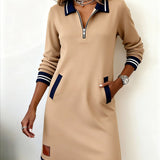 Sophie | Robe Polo Zippée Manches Longues
