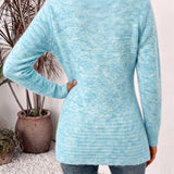 Nova | Cardigan à boutons et tabulations en tricot côtelé aqua