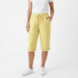 Short en Coton et Lin avec Taille Élastique et Poches pour Femmes