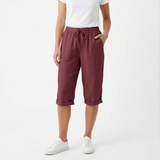 Short en Coton et Lin avec Taille Élastique et Poches pour Femmes