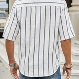 Samuel | Chemise d'été à manches courtes Henley avec motif rayé