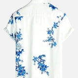 Jackson | Chemise d'Été à Manches Courtes Imprimée de Fleurs Blanches