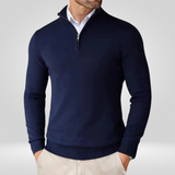 Pull Homme à Col Zippé Quart – Pullover Sport Slim Fit avec Col Montant