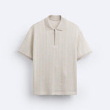 Polo structuré en tricot avec fermeture éclair