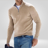 Pull zippé pour hommes – Pull à demi-zip avec texture en rib et coupe confortable
