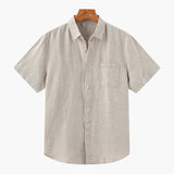 Isaiah | Chemise en Lin à Manches Courtes pour Hommes avec Poche Poitrine