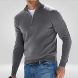 Pull zippé pour hommes – Pull à demi-zip avec texture en rib et coupe confortable