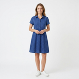 Robe d'Été Mi-Longue Imprimée à Col Rond et Manches Courtes en Polyester pour Femme