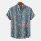 Leo | Chemise à Manches Courtes Ludique avec Motif Floral Vintage