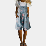 Judy | Salopette en denim vintage à fleurs doux