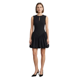 Robe Courte Évasée à Col Rond Sans Manches pour Femmes