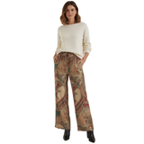 Pantalon Large à Imprimé Cachemire et Taille Haute Élastique pour Femmes