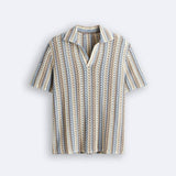Polo en Crochet Légère avec Motif Rayé