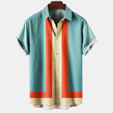 Sebastian | Chemise à Rayures Graphiques à Manches Courtes avec Vibes Rétro