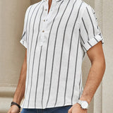 Samuel | Chemise d'été à manches courtes Henley avec motif rayé