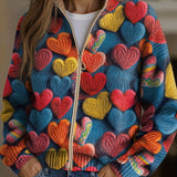 Valentine | Motif tricoté texturé avec cœurs multicolores