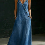 Vera | Longue Robe en Denim à Boutons