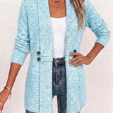 Nova | Cardigan à boutons et tabulations en tricot côtelé aqua