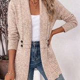 Harlow | Cardigan en tricot côtelé couleur avoine avec patte à boutons