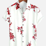 Jackson | Chemise d'Été à Manches Courtes Imprimée de Fleurs Blanches