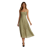Robe Longue de Soirée à Bretelles Spaghetti en Jacquard pour Femme