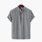 Charles | Chemise en Lin Rayée pour Hommes avec Col Montant