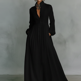 Sita | Robe maxi en patchwork avec col montant et manches longues