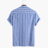 Charles | Chemise en Lin Rayée pour Hommes avec Col Montant