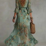 Aurora | Robe Maxi Florale avec Ourlet Asymétrique Romantique