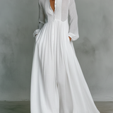 Sita | Robe maxi en patchwork avec col montant et manches longues