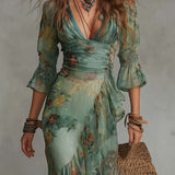 Aurora | Robe Maxi Florale avec Ourlet Asymétrique Romantique