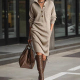Arial | Robe Midi en Maille Chaude, Élégante et Confortable
