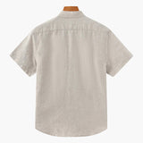 Isaiah | Chemise en Lin à Manches Courtes pour Hommes avec Poche Poitrine