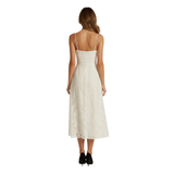 Robe Longue de Soirée à Bretelles Spaghetti en Jacquard pour Femme