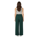 Pantalon Décontracté à Jambes Larges pour Femme avec Taille Élastique et Ceinture Décorative