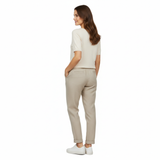 Pantalon Femme en Mélange de Coton avec Taille Élastique et Coupe Crayon Ajustée
